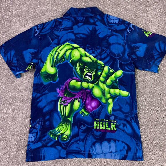 Vintage The Incredible Hulk Shirt Men's Small Button Up Down 2002 Marvel Comics - Picture 2 of 10